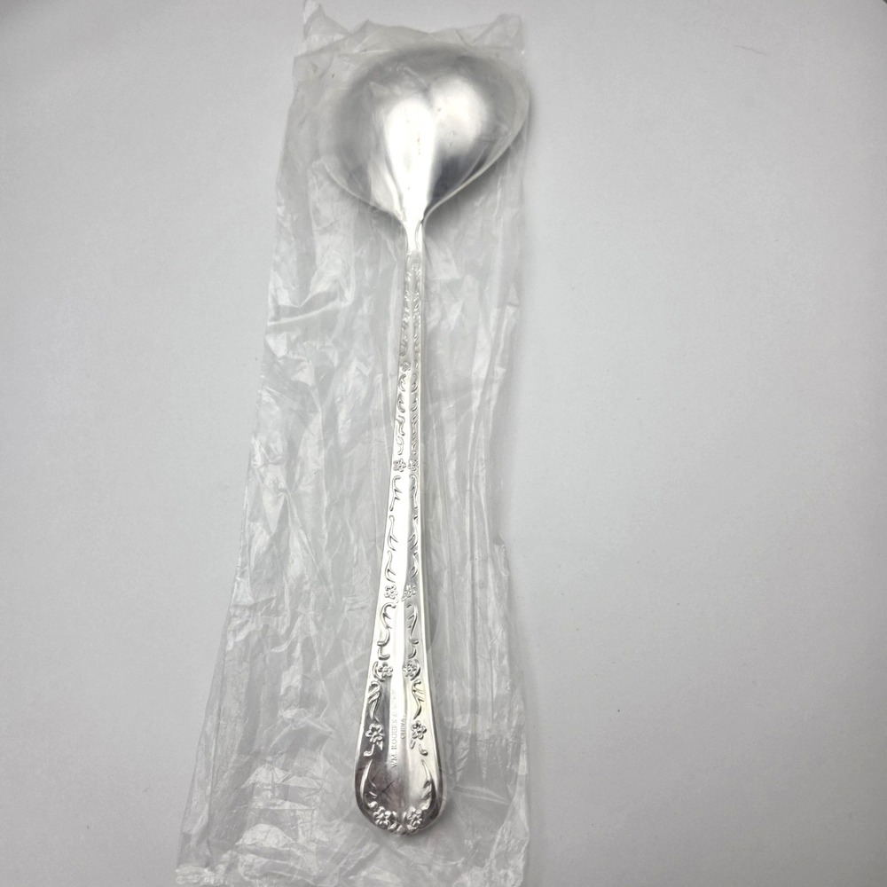 WM. Rogers & Son Enchanted Rose Silverplate Serving / Casserole Spoon 11"  NEW - Picture 5 of 7